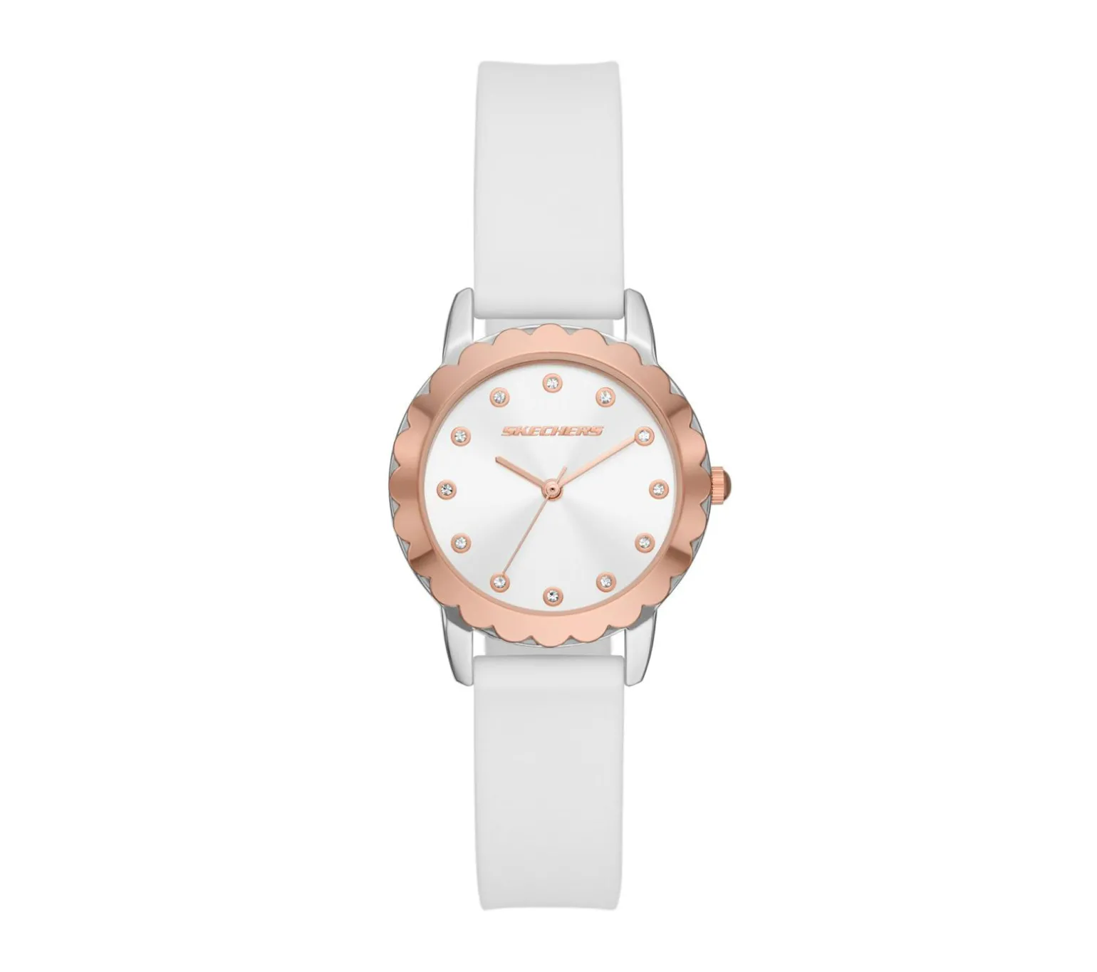 Scalloped Bezel White Watch